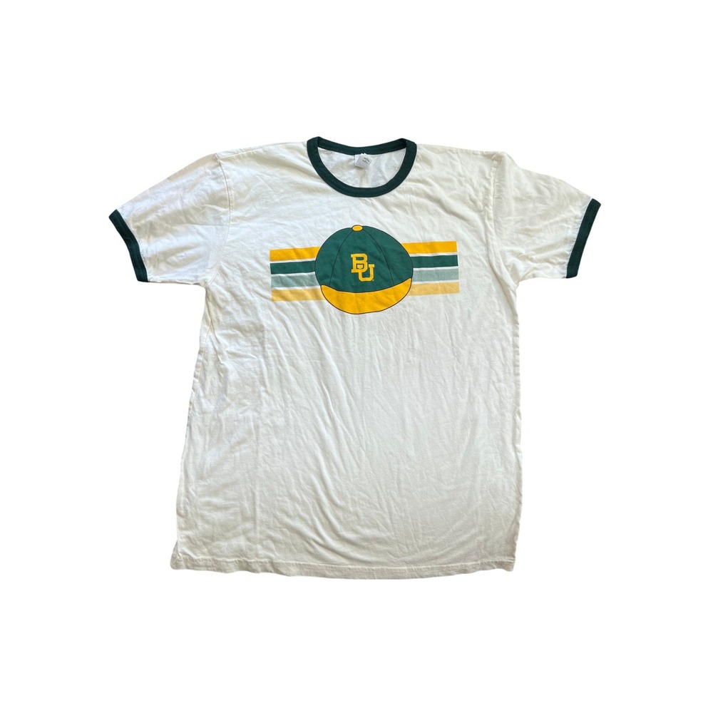 Next‎ Level Apparel Baylor Bears T Shirt Ringer Tee Green Gold White Medium